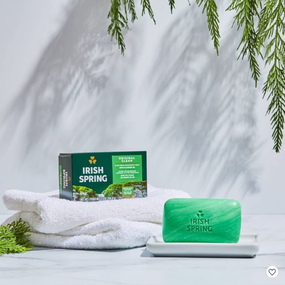 Irish Spring bar in shower setting showing energizing morning use