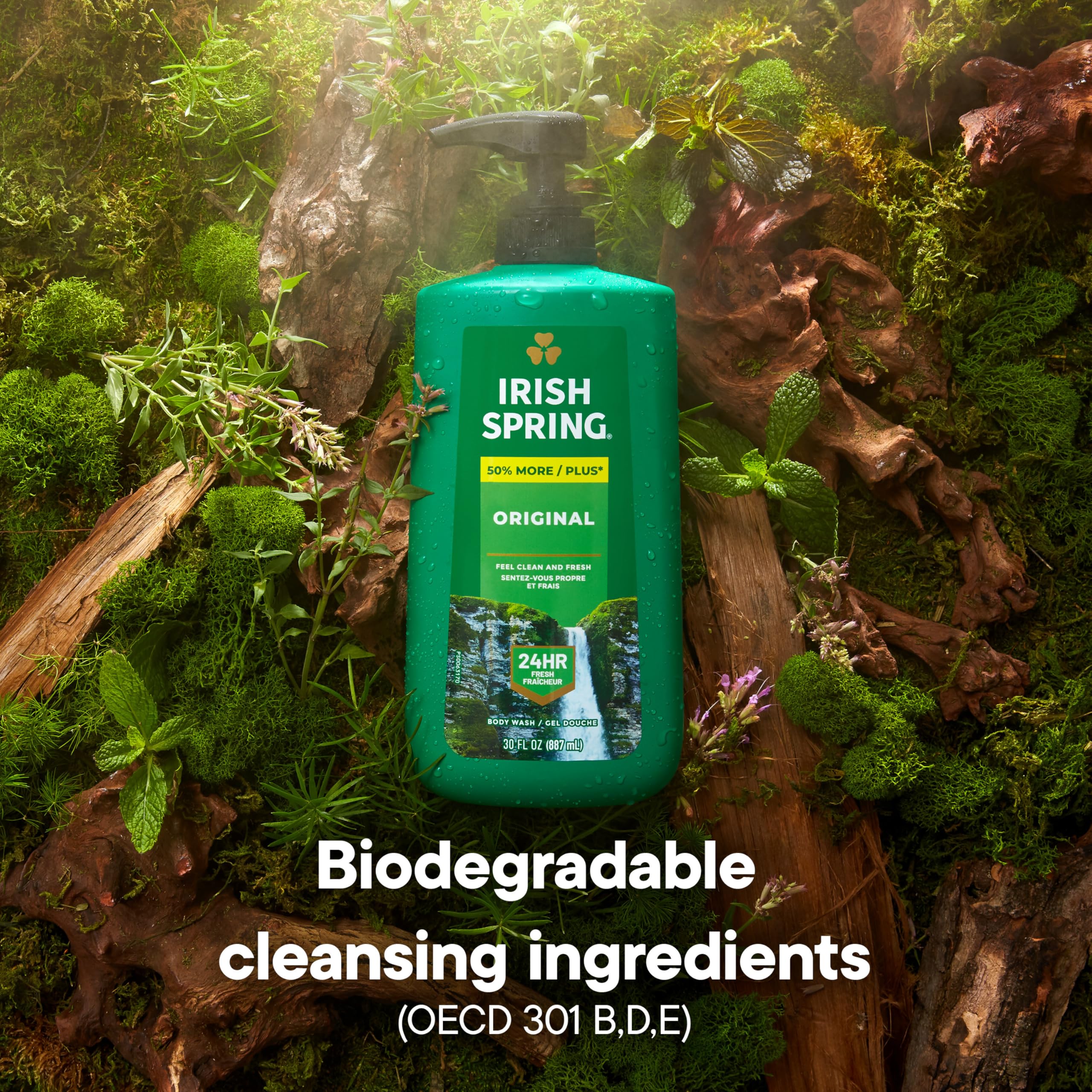 Irish Spring label close-up showing paraben-free ingredient benefit