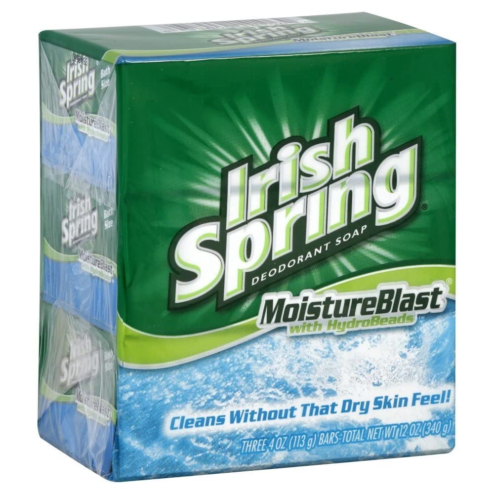 Irish Spring soap on bathroom dish conveying long-lasting freshness benefit