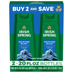 Irish Spring bottle front view showing label and volume, highlighting freshness