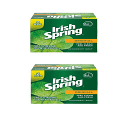 Irish Spring bar front packaging showing four original bars and fresh scent benefit