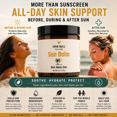 Iron Bull Tallow in beach scene for outdoor sun protection benefit