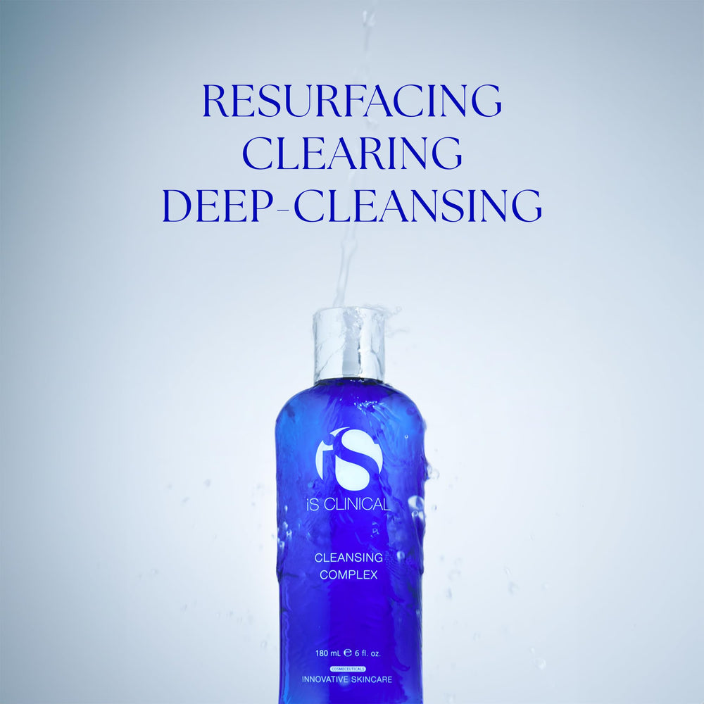 iS CLINICAL cleanser in hand for size reference and easy application benefit