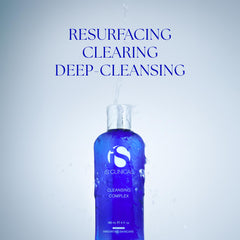 iS CLINICAL cleanser in hand for size reference and easy application benefit