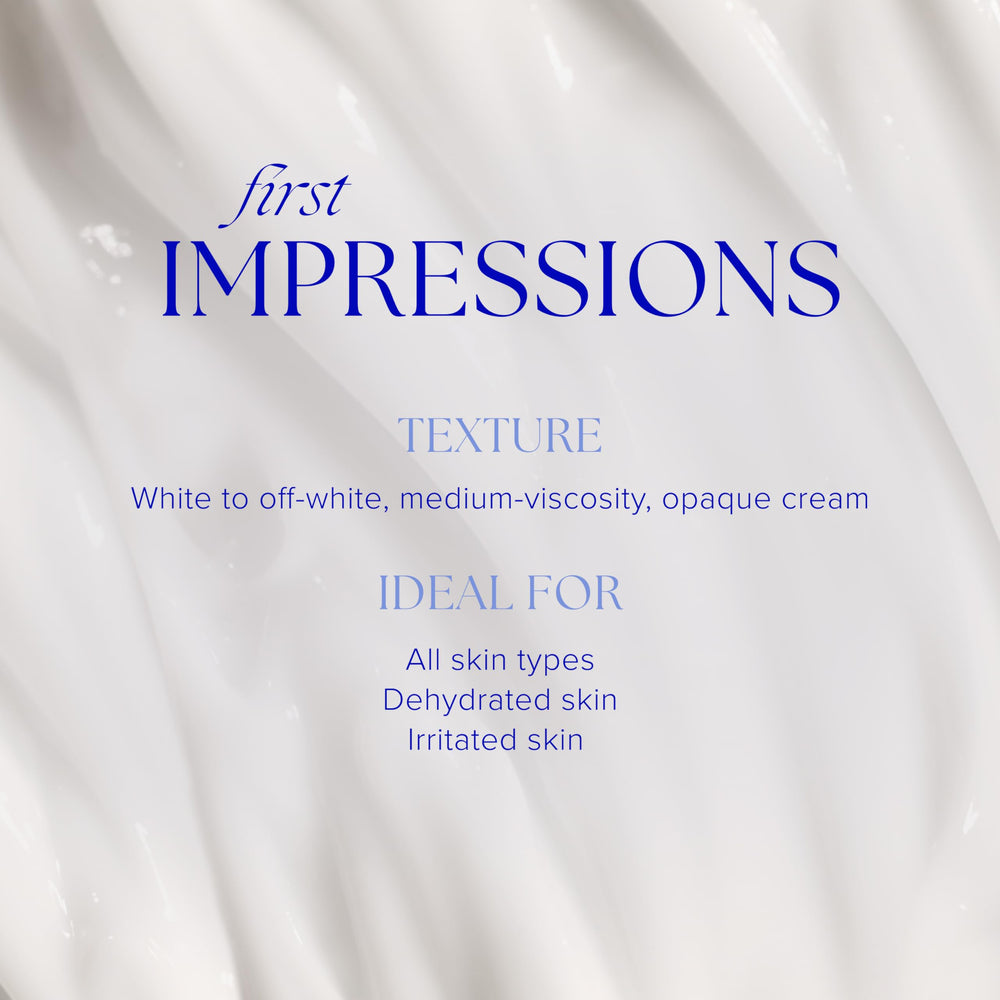 iS CLINICAL cream texture close-up demonstrating lightweight hydrating finish benefit