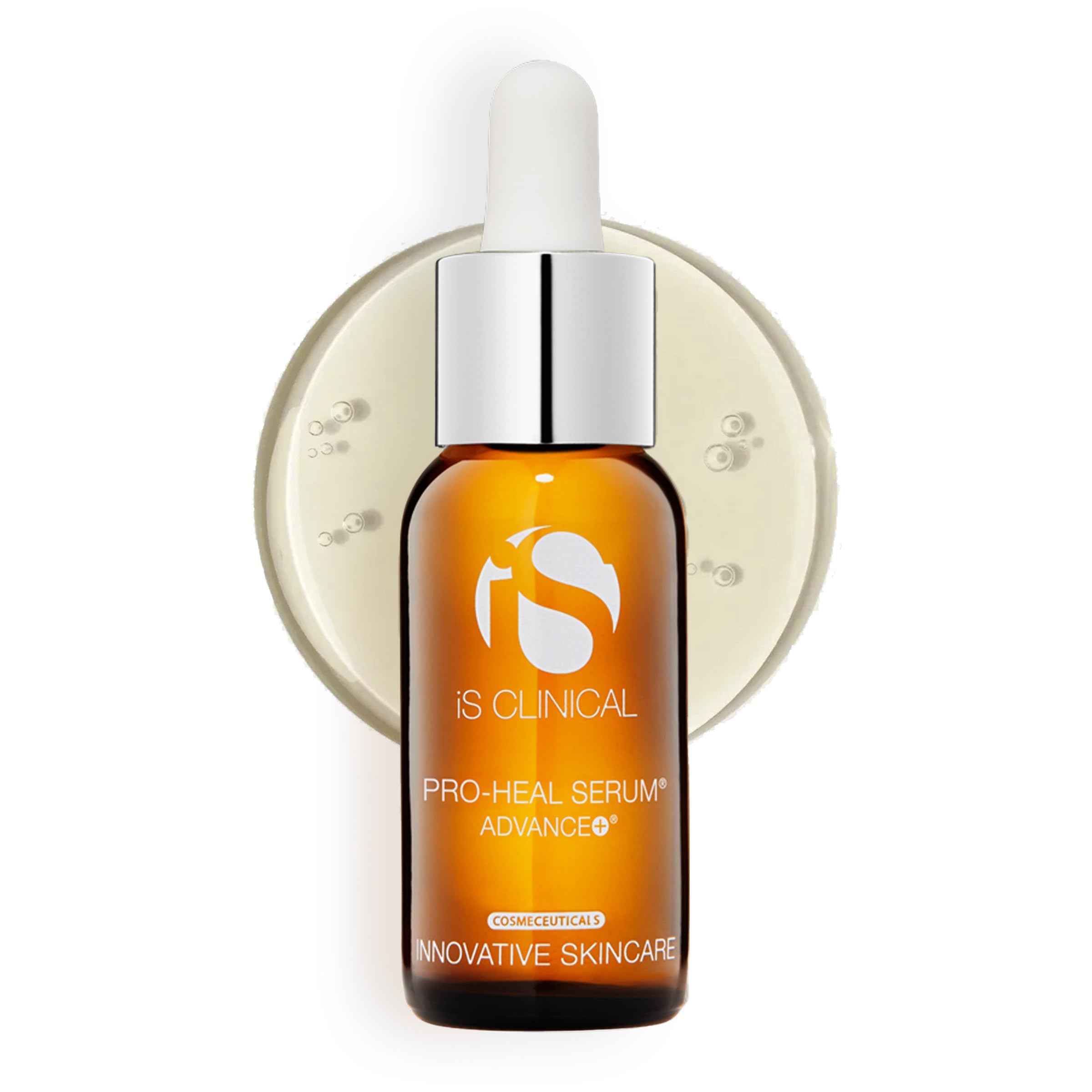 iS CLINICAL Pro-Heal Serum front packaging showing bottle and label, conveys premium protection