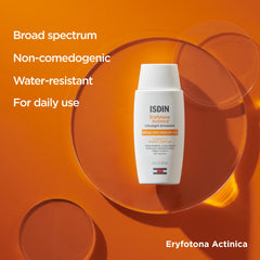 ISDIN tube beside common items to show 3.4 fl oz size advantage
