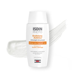ISDIN front packaging showing clear SPF 50+ labeling and benefit