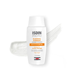 ISDIN front tube showing SPF 50+ mineral sunscreen benefits