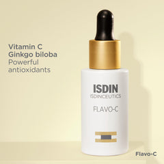 ISDIN Flavo-C on bathroom vanity in lifestyle scene for daily routine