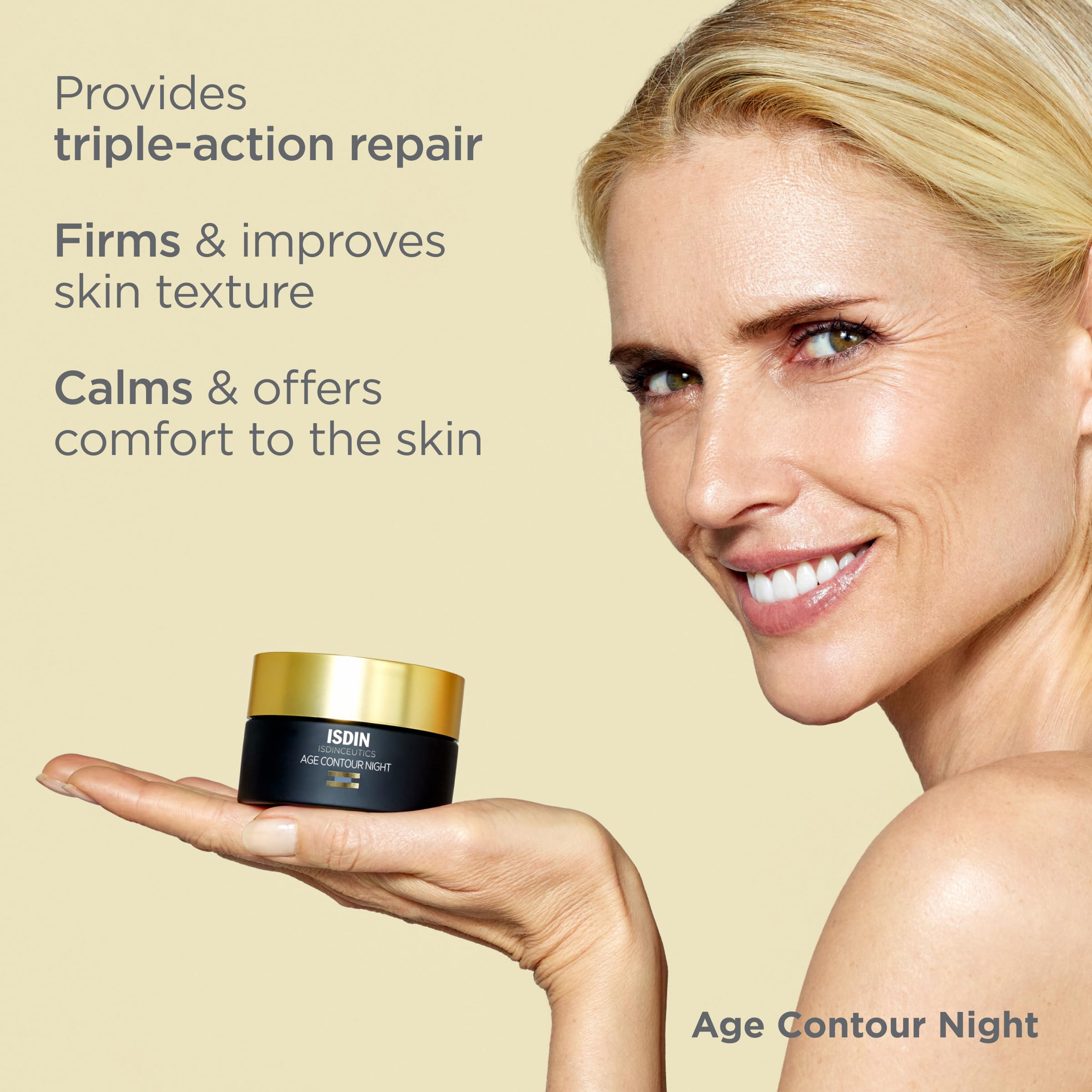 ISDIN ingredient display highlighting melatonin and peptides for antioxidant repair