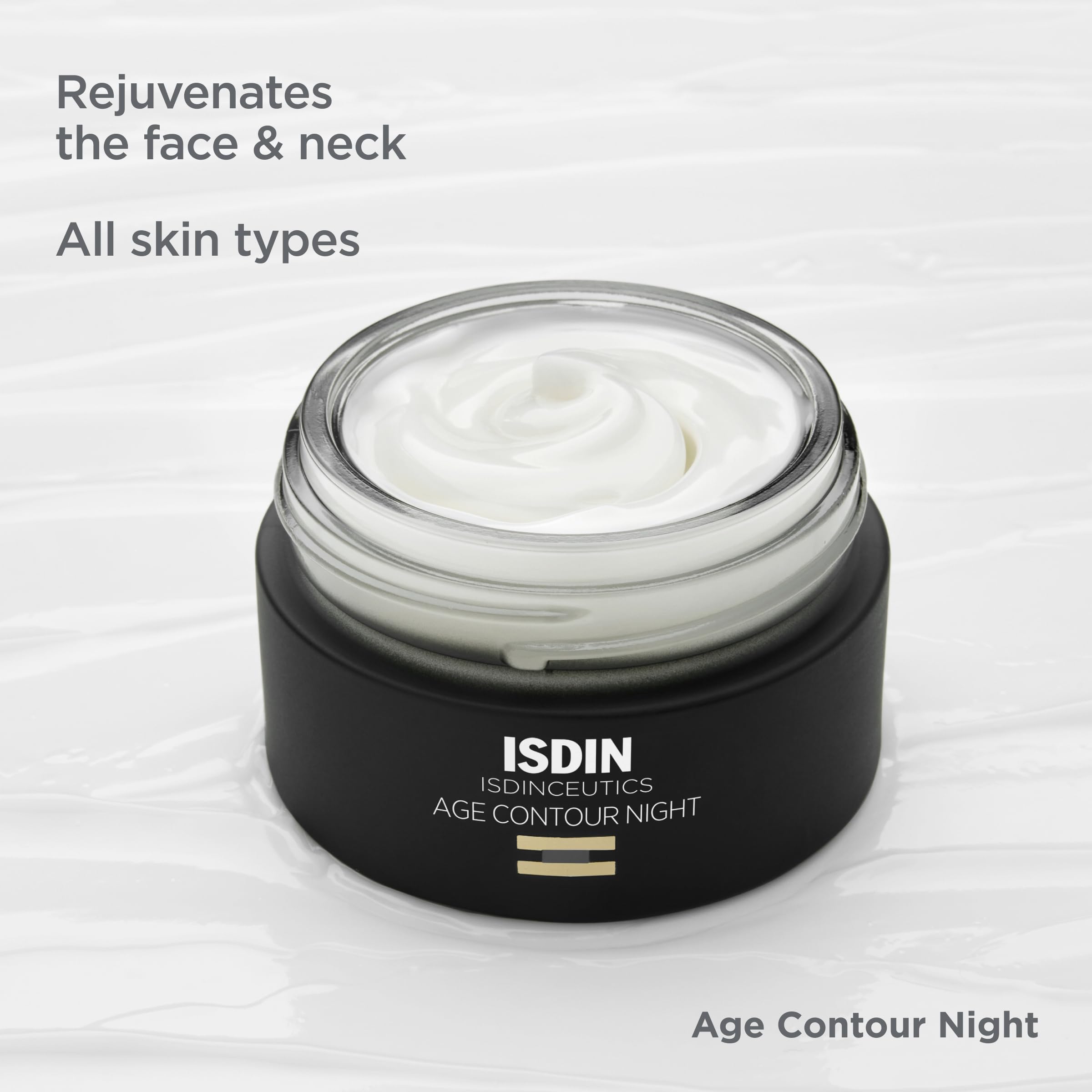 ISDIN open jar top-down view showing cream consistency for application clarity