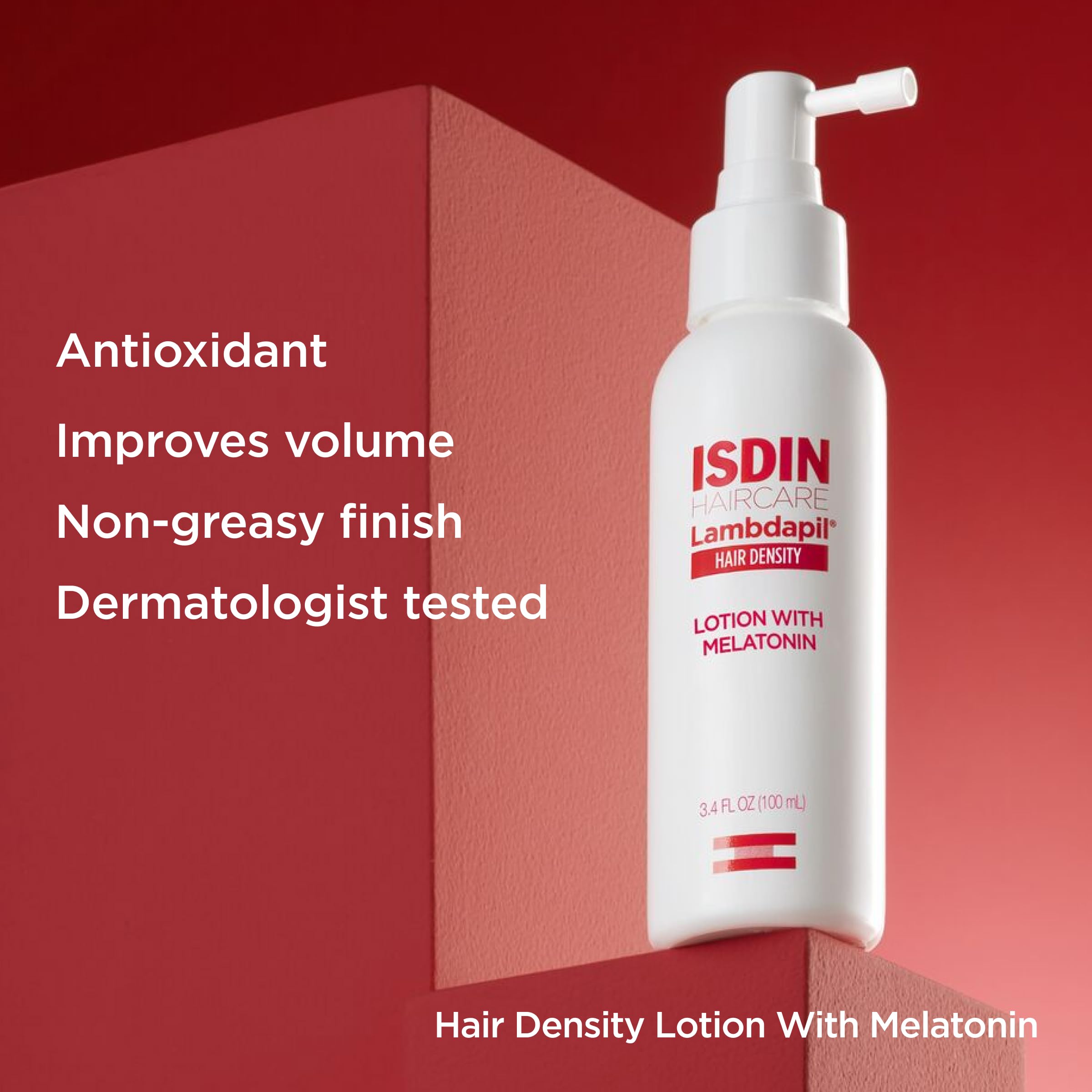 ISDIN Lambdapil lotion texture close-up showing lightweight, non-greasy feel