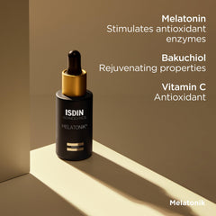 ISDIN Melatonik nighttime bathroom shelf lifestyle suggesting nightly routine integration