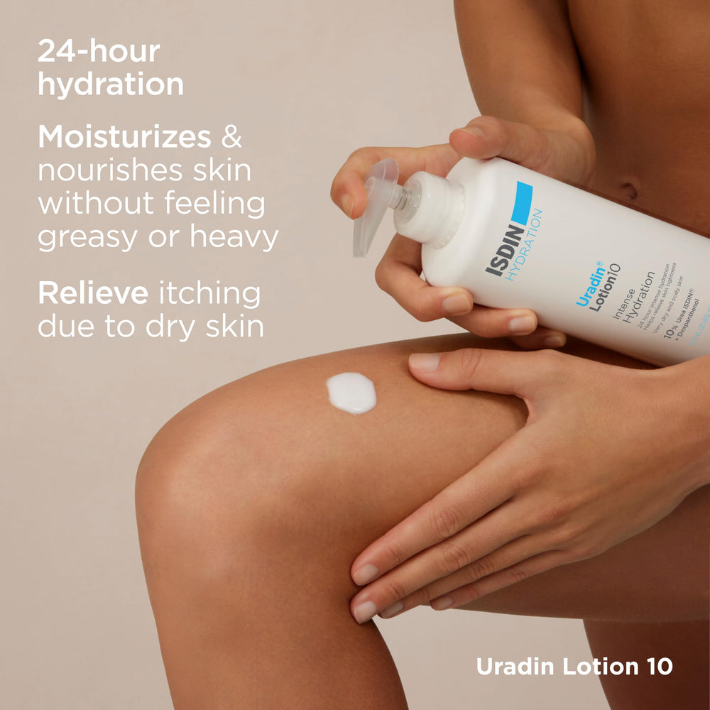 ISDIN Uradin 10 creamy texture close-up showing fast absorption