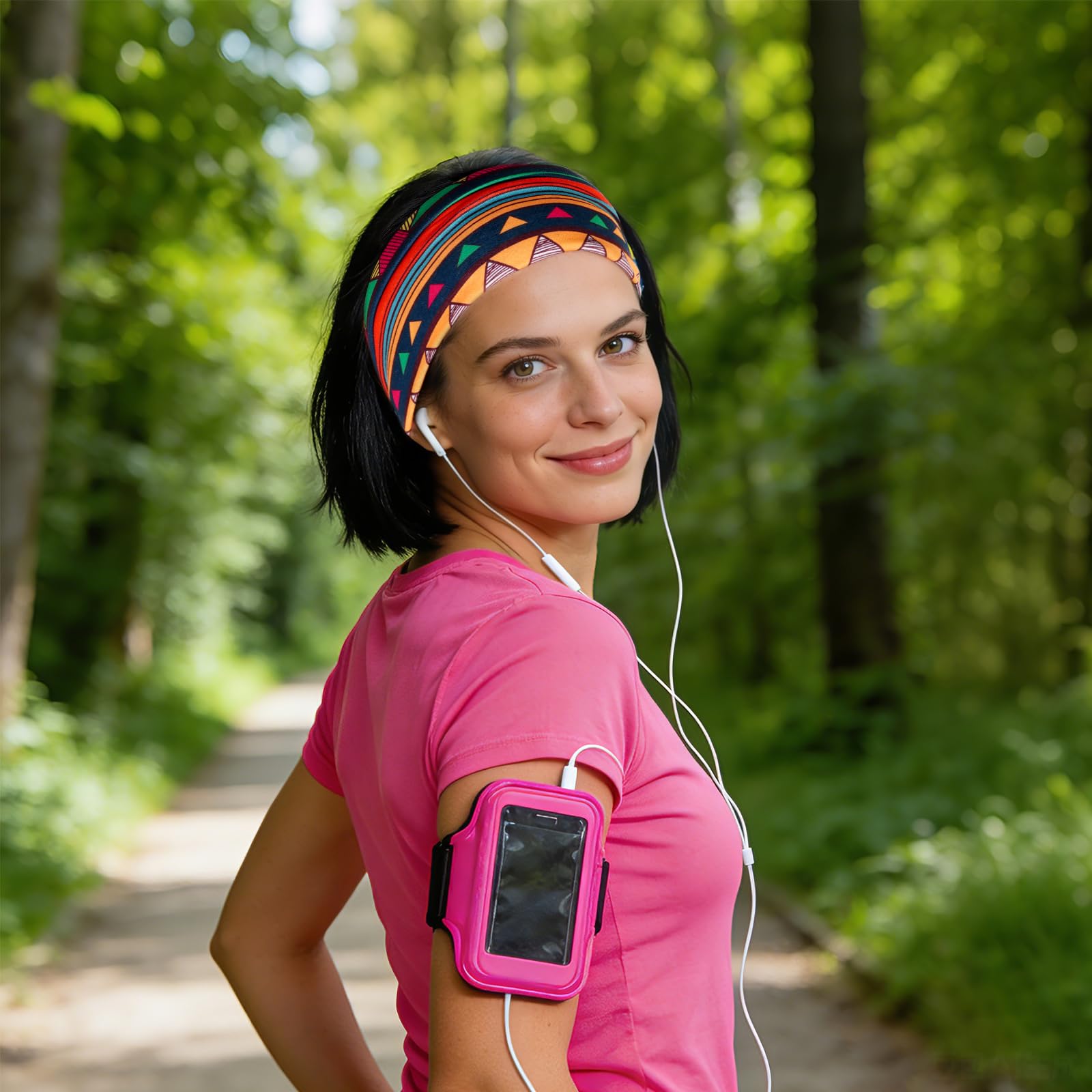 Ishua headband on model showing fit and scale for different head sizes and practical use
