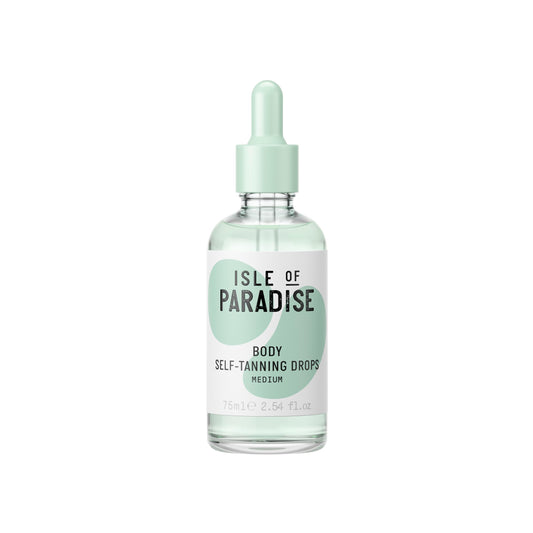 Isle of Paradise drops front packaging showing medium shade and benefits