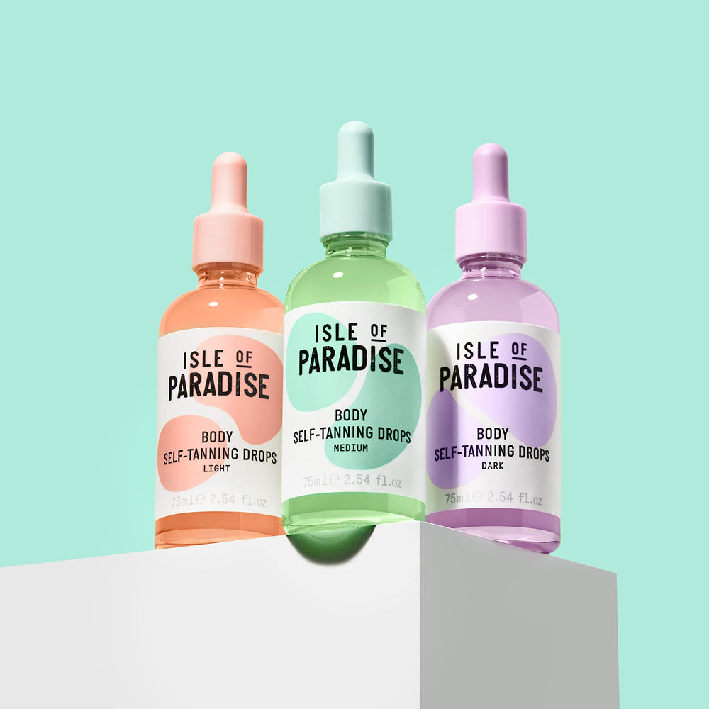 Isle of Paradise drops in bathroom routine scene showing everyday skincare integration