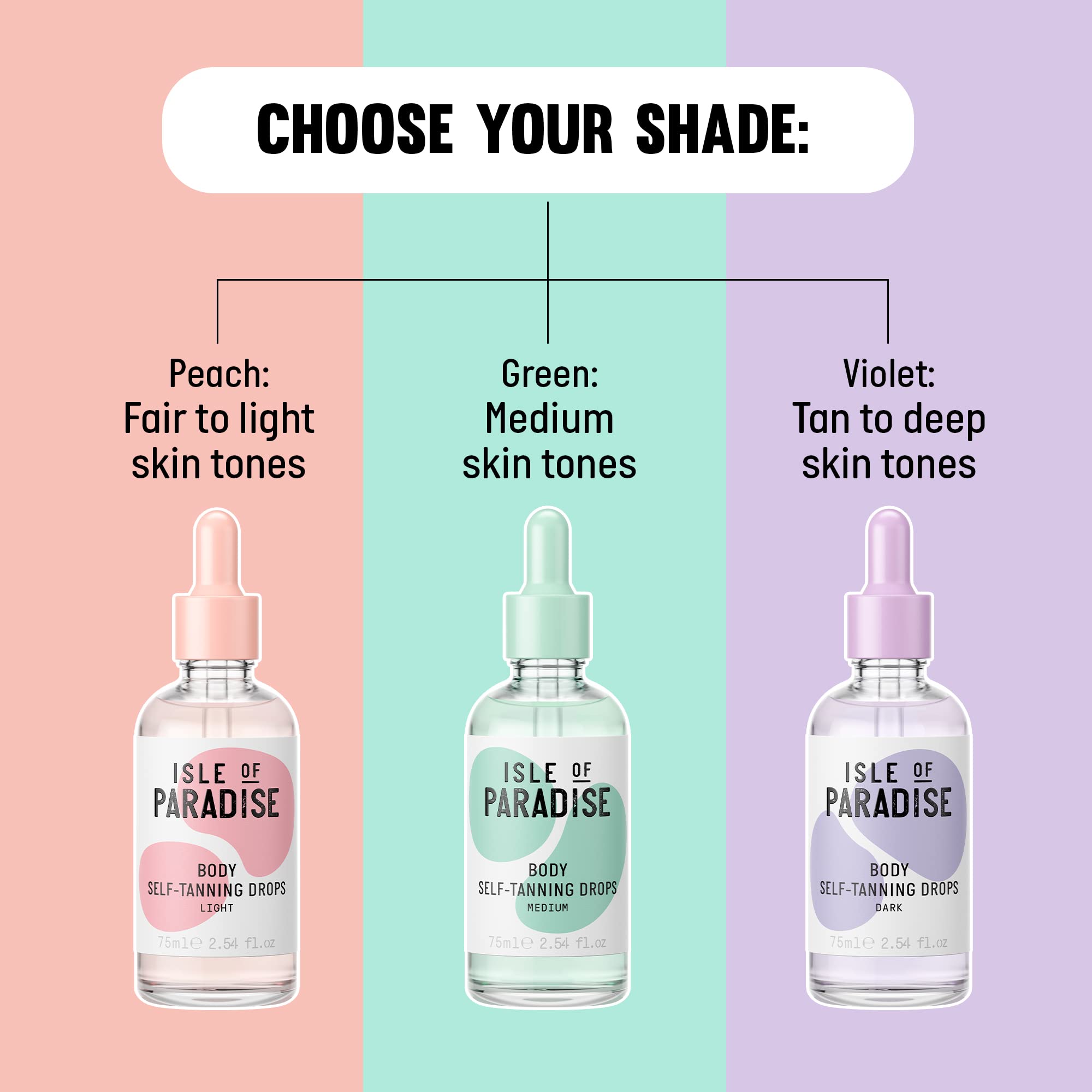 Isle of Paradise drops bottle next to hand showing compact travel-friendly size