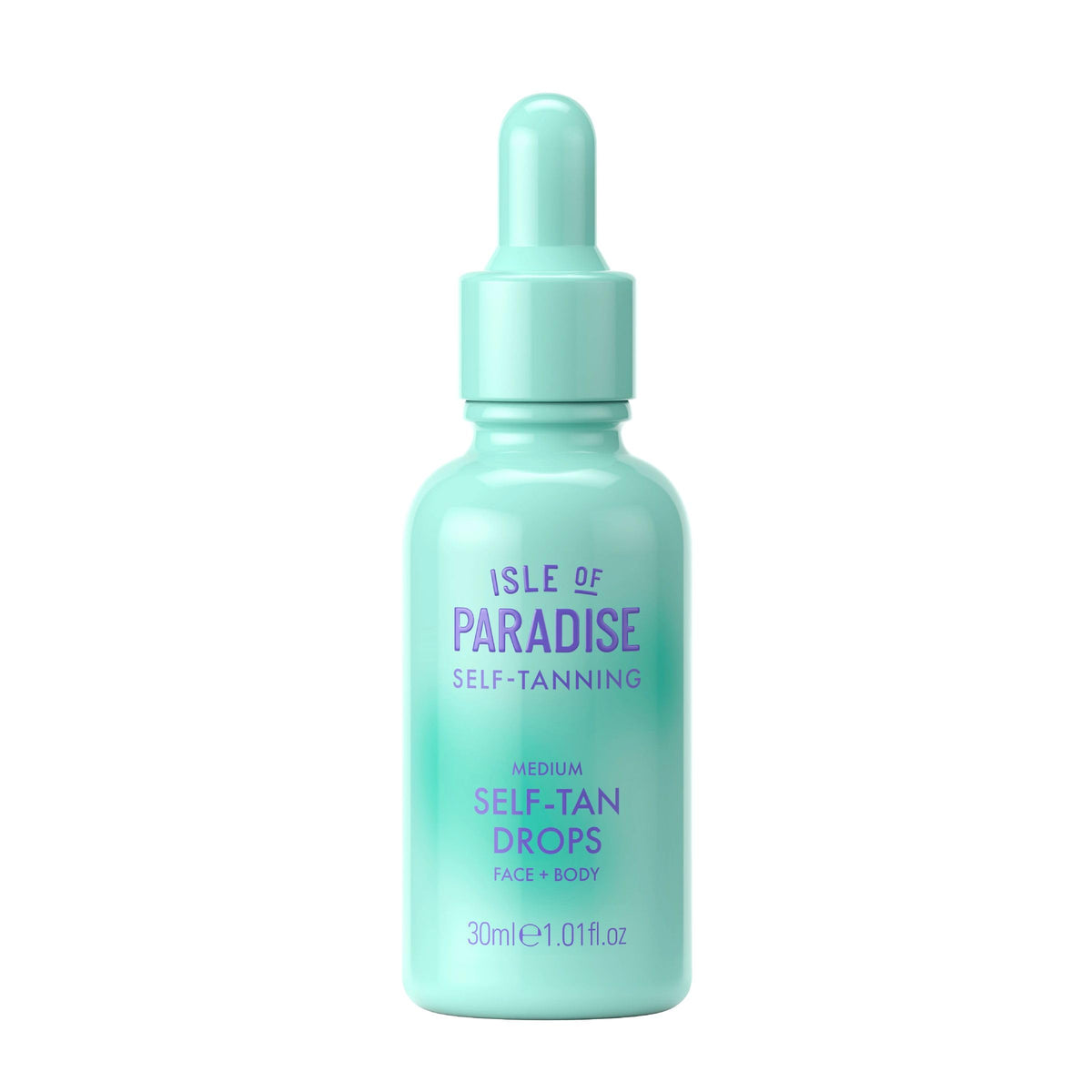 Isle of Paradise bottle front showing medium drops and benefits