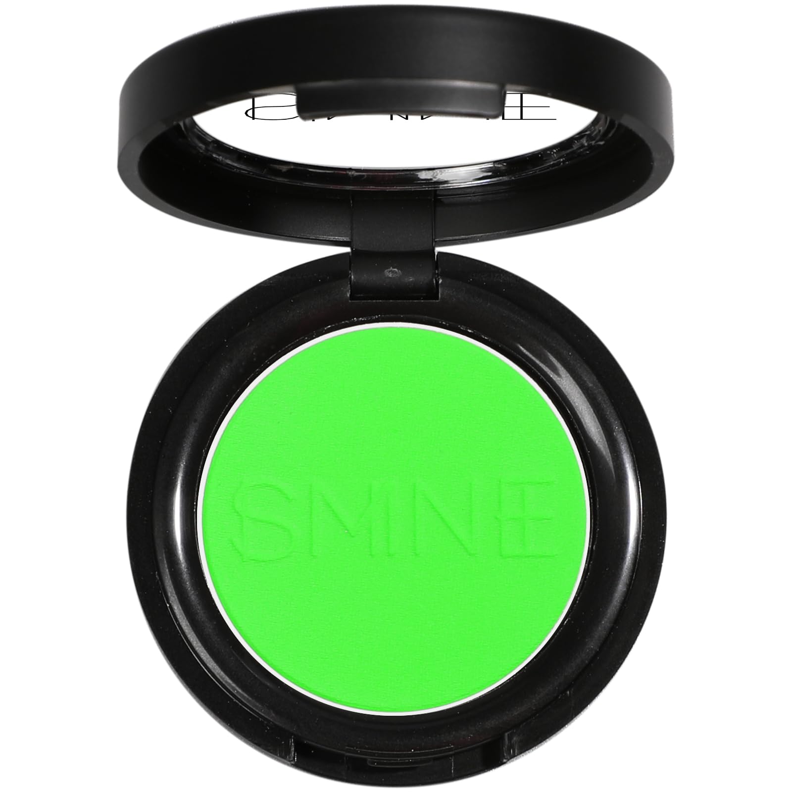 IS'MINE front compact showing green matte pan and clear branding for easy selection