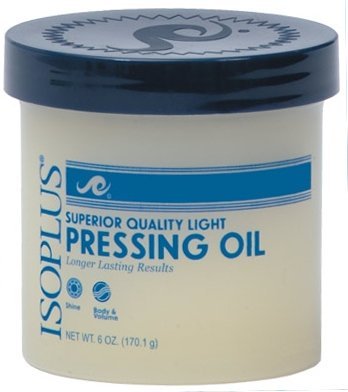 Isoplus front packaging showing lightweight pressing oil for long-lasting shine
