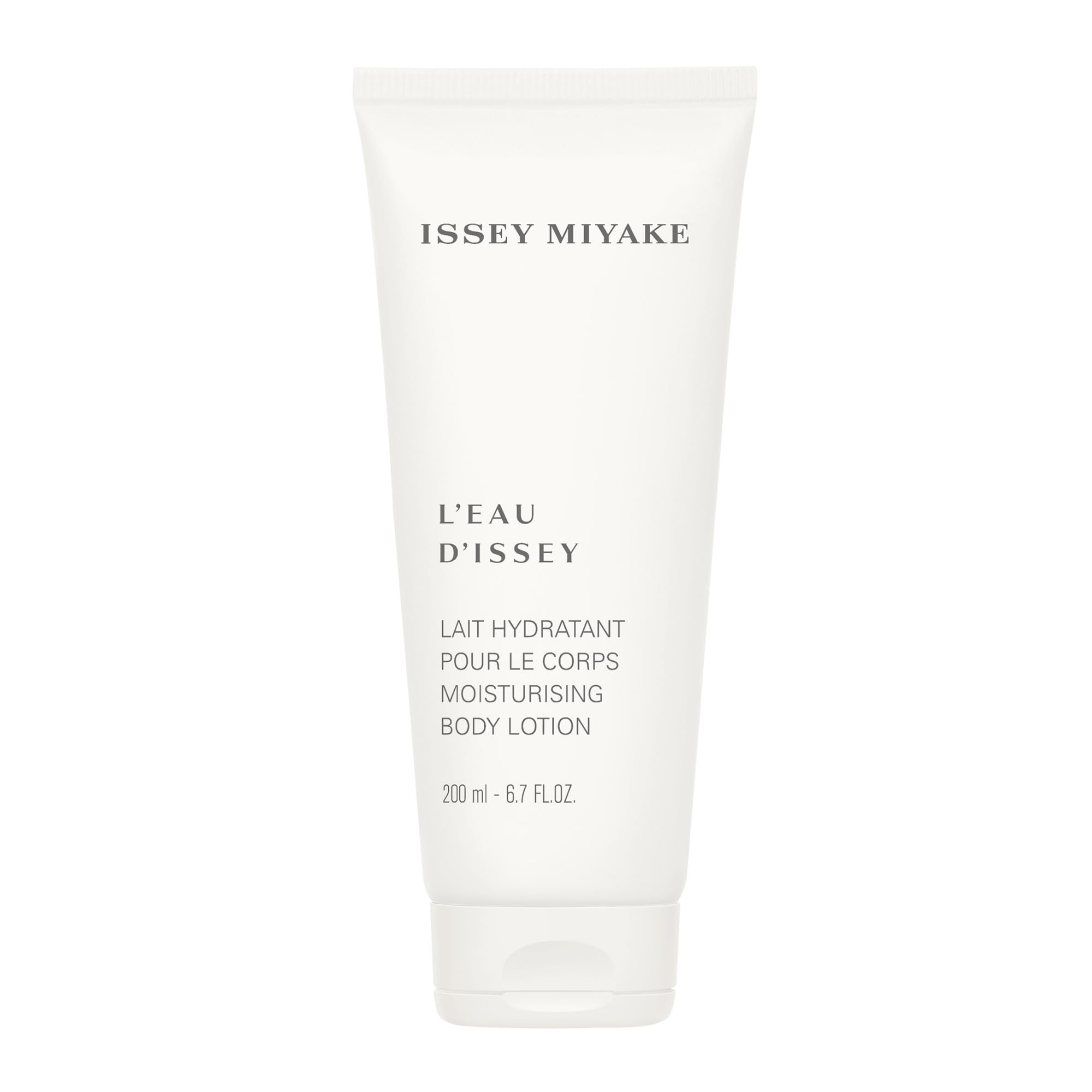 Issey Miyake front bottle view showing elegant packaging and easy application benefit