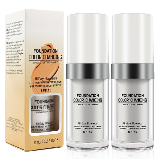 ISUNRISE front packaging showing the two foundation bottles and branding benefits