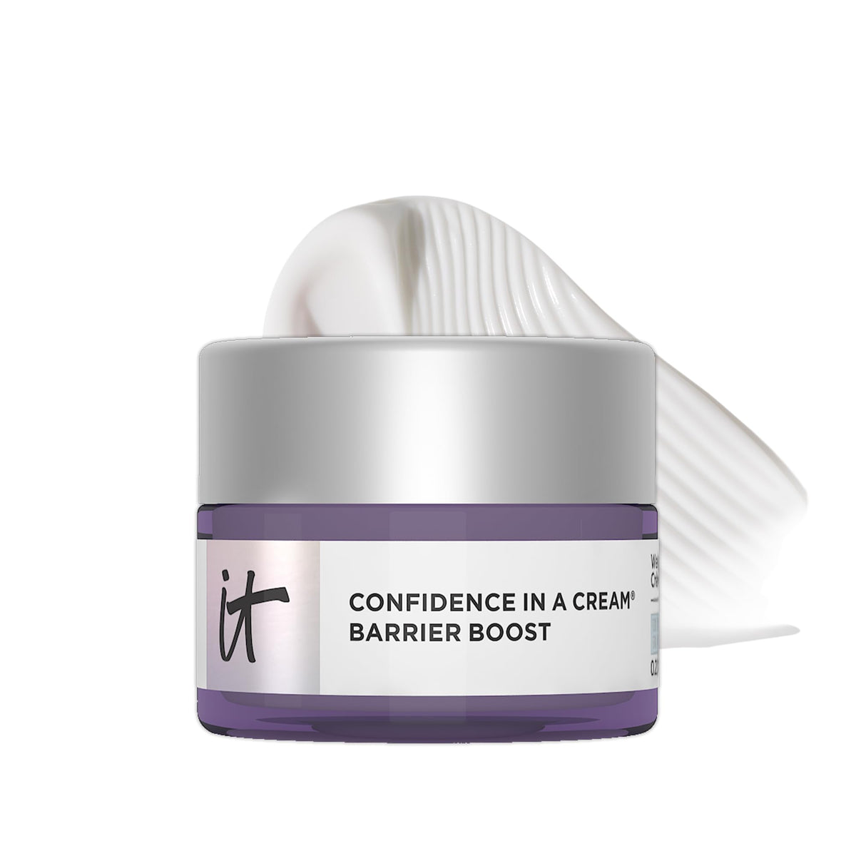 IT Cosmetics front jar view showing compact barrier repair moisturizer for travel