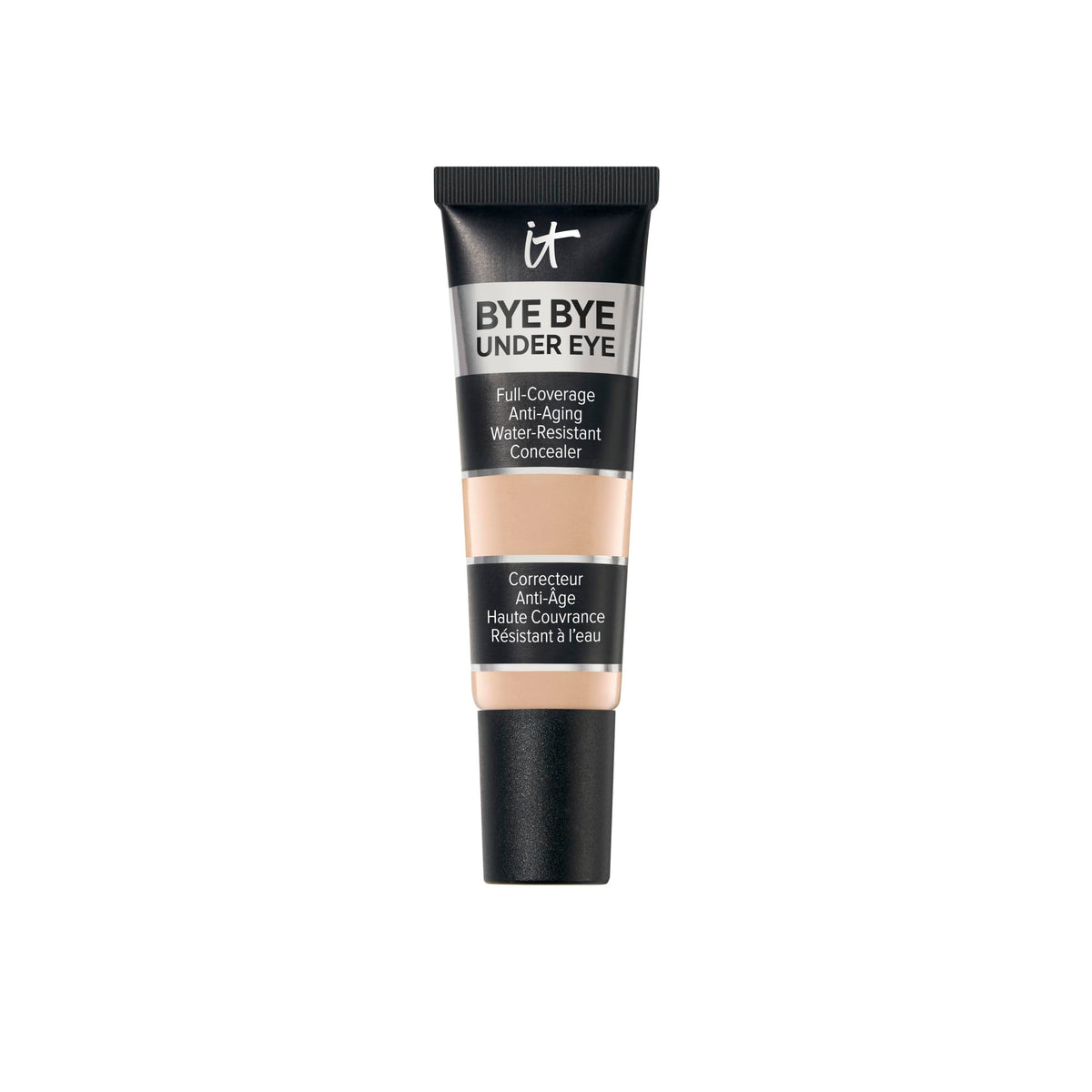 IT Cosmetics bottle front showing shade Light Natural and clean packaging benefits