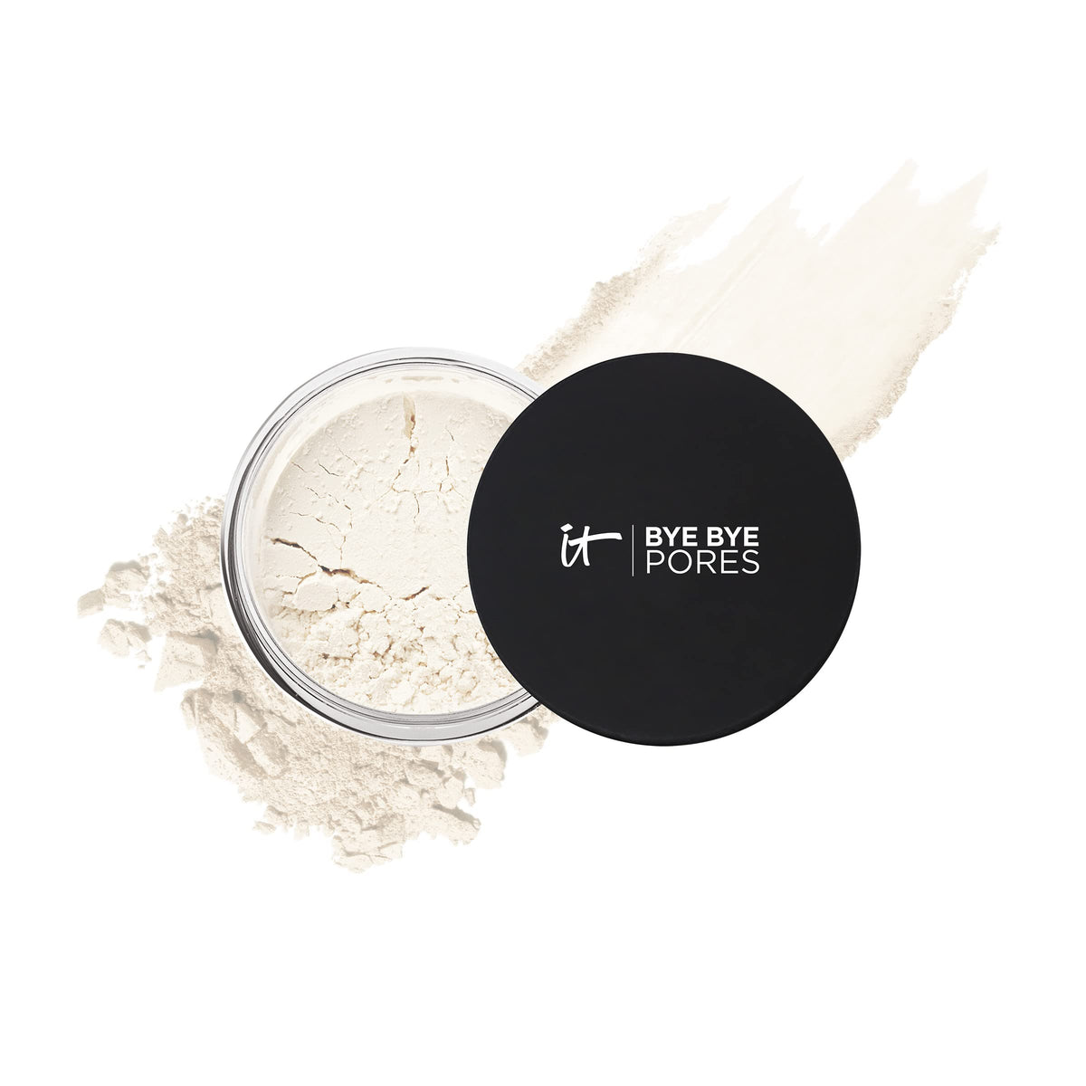 IT Cosmetics product front packaging showing powder jar and logo for easy identification