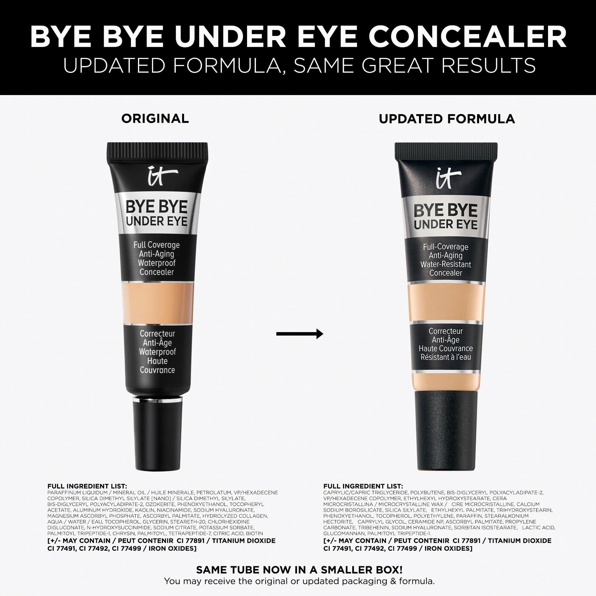IT Cosmetics on bathroom vanity styled scene showing everyday use and routine compatibility