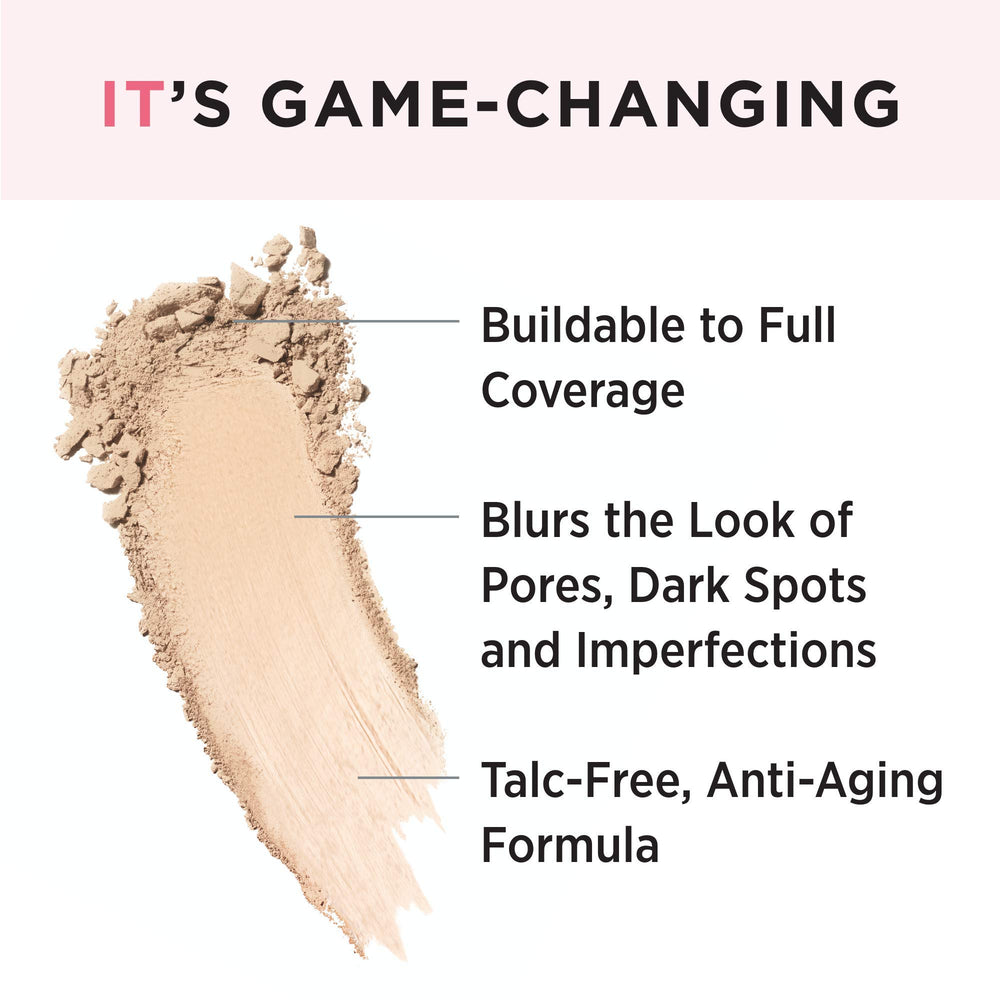 IT Cosmetics powder texture close-up demonstrating smooth blurring finish