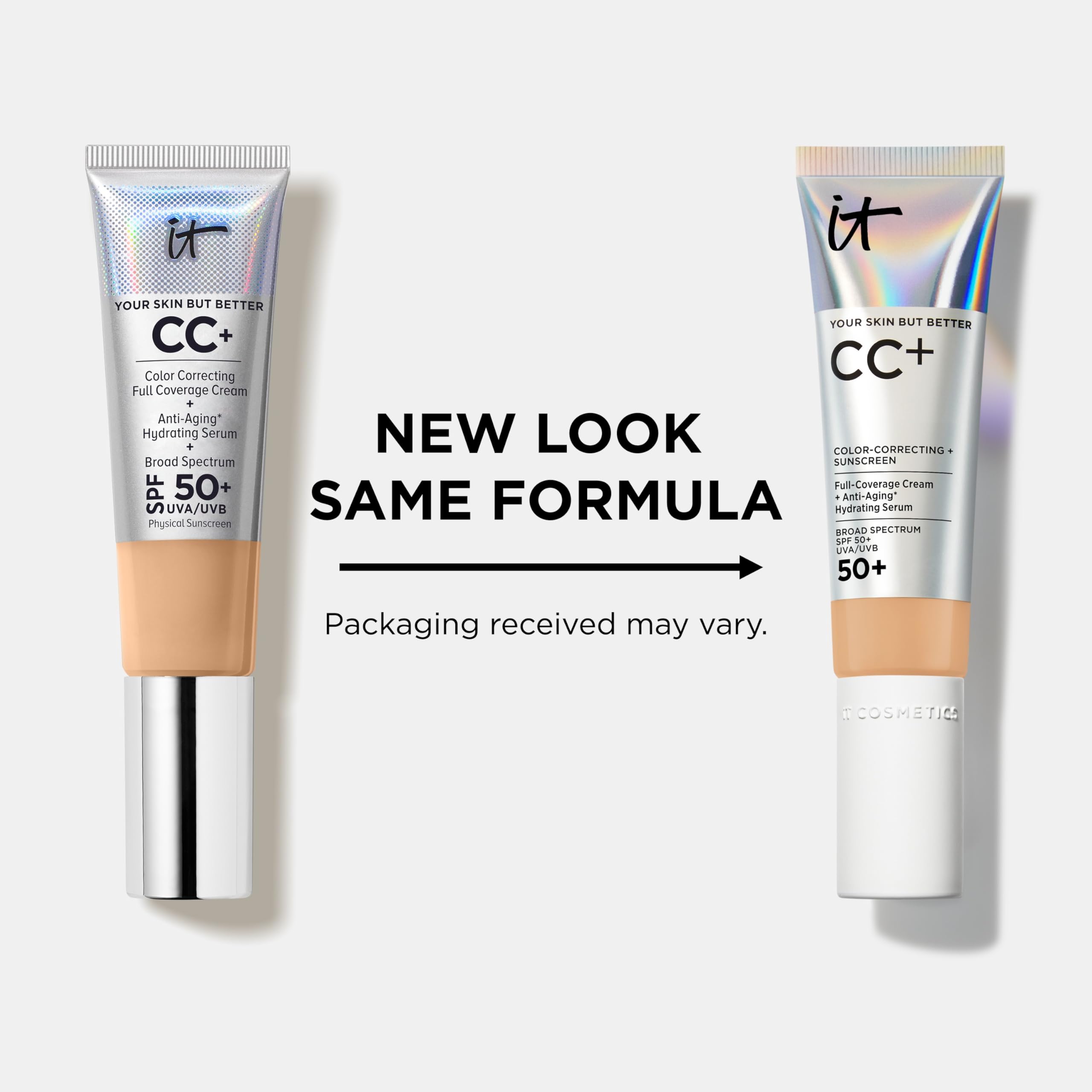 IT Cosmetics CC+ Cream in bathroom routine illustrating one-step use