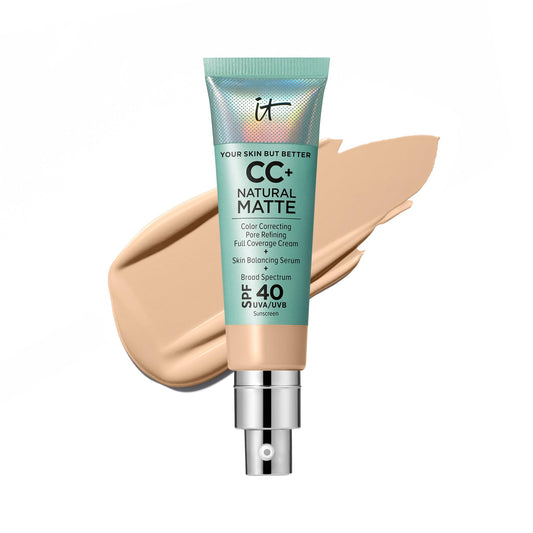IT Cosmetics front packaging showing sleek bottle and product benefit of matte coverage