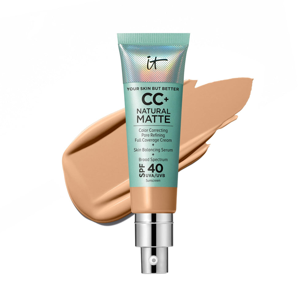 IT Cosmetics front packaging showing product and shade Neutral Tan benefit longwear