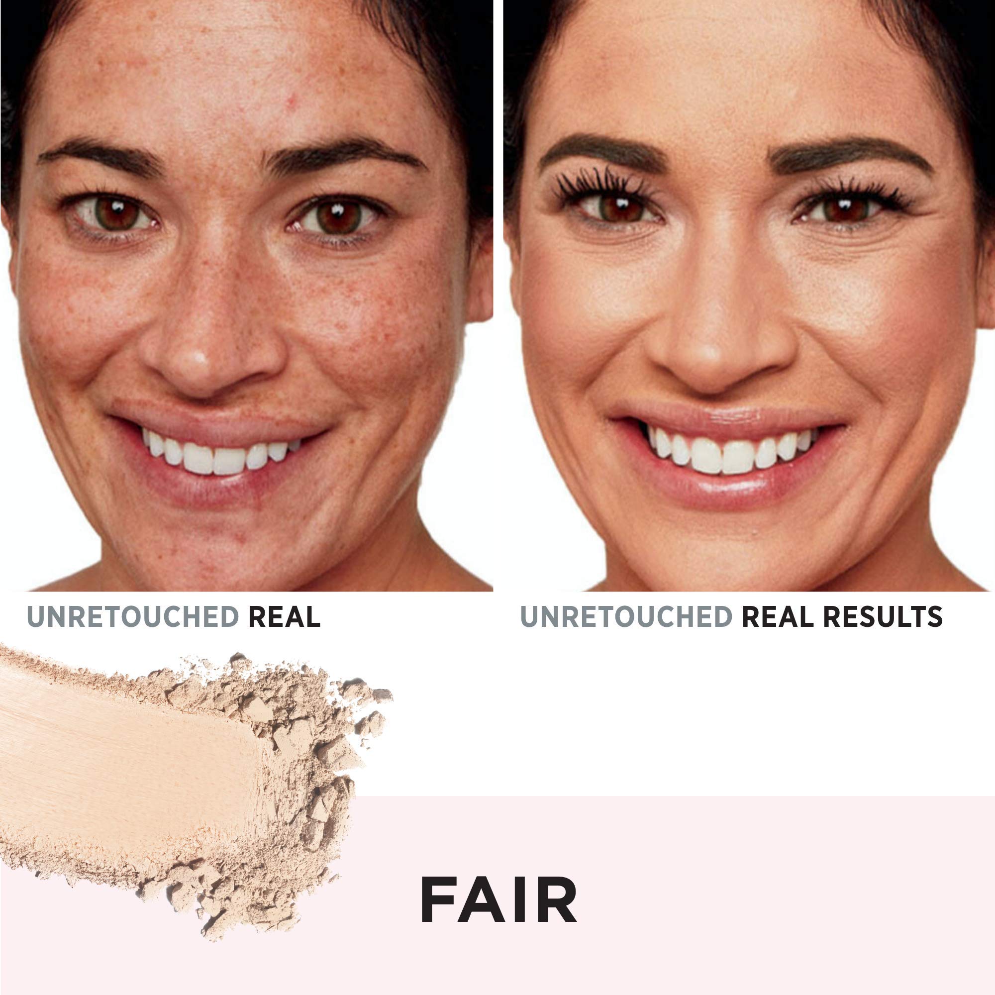 IT Cosmetics powder being applied with brush demonstrating buildable coverage and quick touch-up benefit
