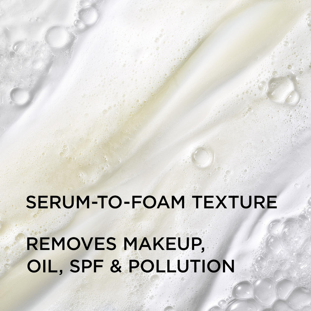 IT Cosmetics cleanser foam on fingers demonstrating gentle lift and cleansing