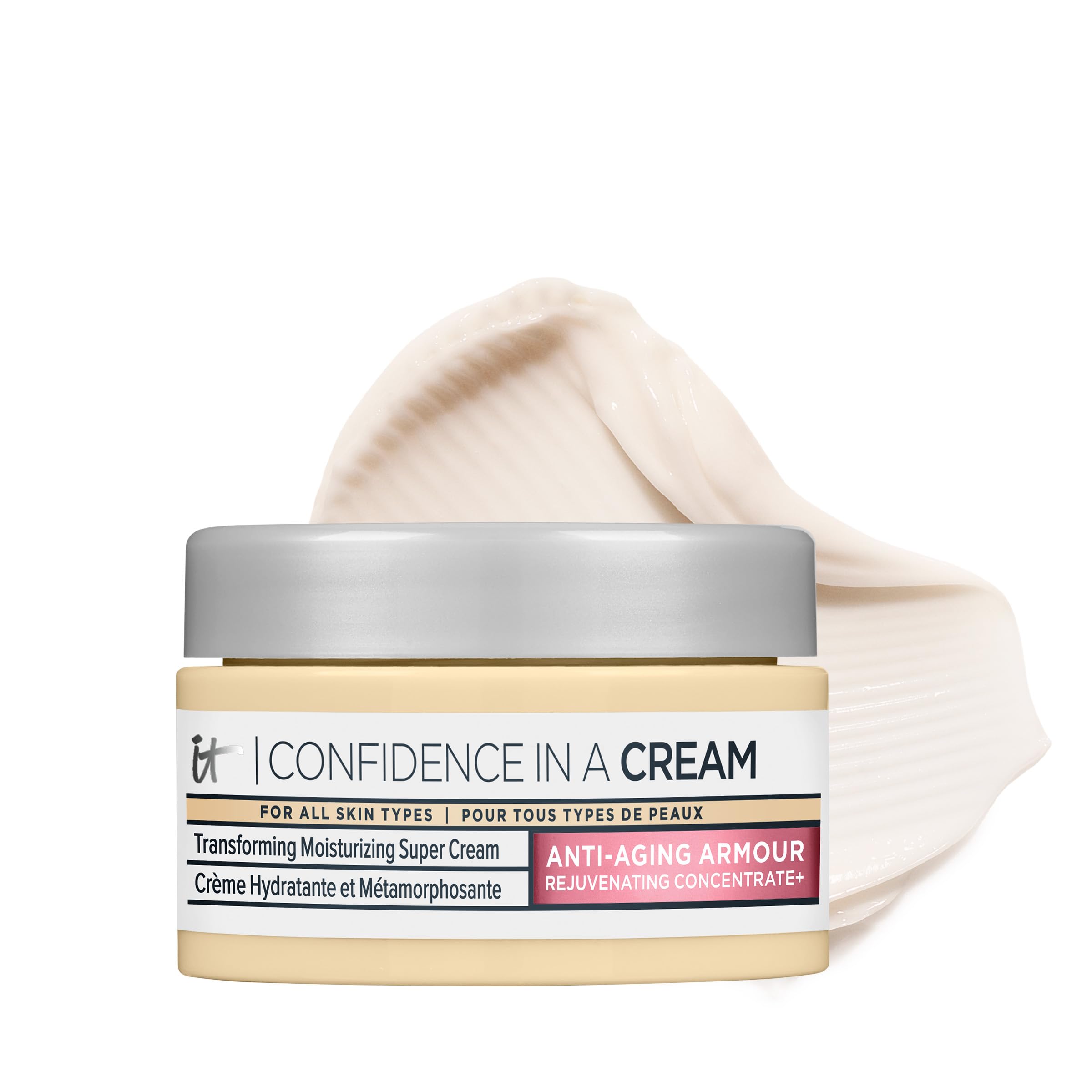 IT Cosmetics travel jar front view showing compact anti-aging moisturizer benefit