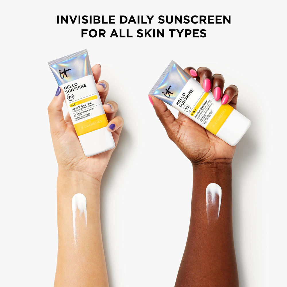 IT Cosmetics Hello Sunshine being applied on hand to demonstrate absorption