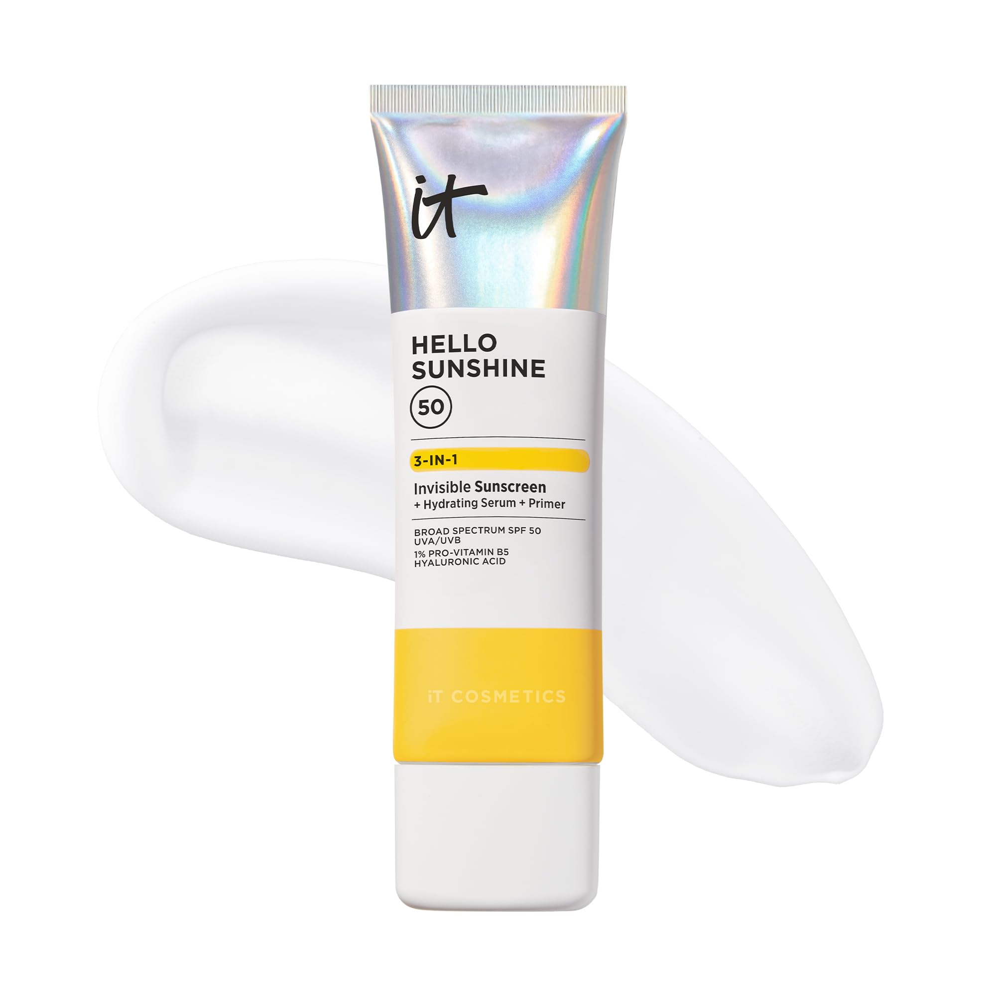 IT Cosmetics front packaging showing SPF 50 and benefits for daily protection