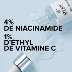 IT Cosmetics ingredient panel label showing niacinamide and ethyl vitamin C benefits