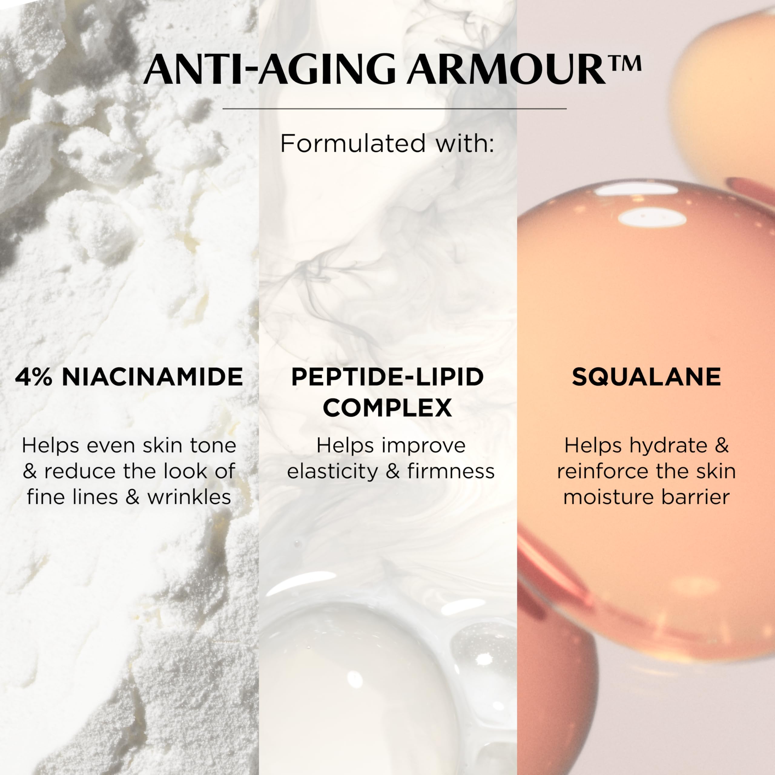 IT Cosmetics ingredient label close-up featuring niacinamide and peptide-lipid complex benefits