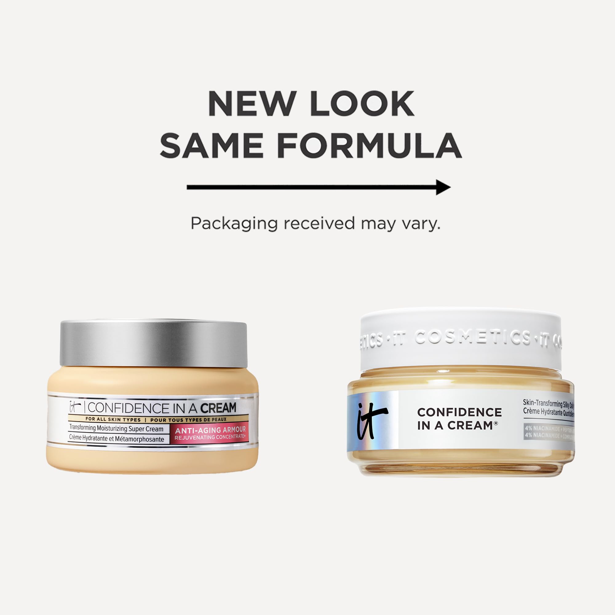 IT Cosmetics open jar top view revealing rich cream and easy scoop benefit