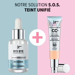 IT Cosmetics on bathroom counter lifestyle shot conveying daily routine and shelf presence