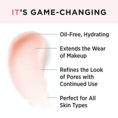 IT Cosmetics primer texture close-up highlighting silky hydrated finish benefit: smooths skin surface