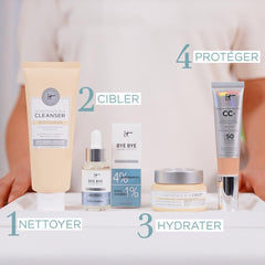 IT Cosmetics bottle beside CC Cream illustrating morning routine and SPF pairing