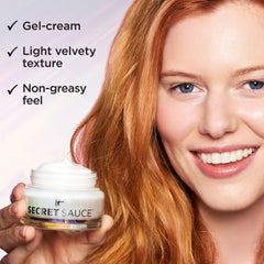 IT Cosmetics Secret Sauce applying cream on hand to show quick absorption and plumping