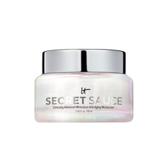 IT Cosmetics Secret Sauce front jar showing branding and compact packaging for easy travel