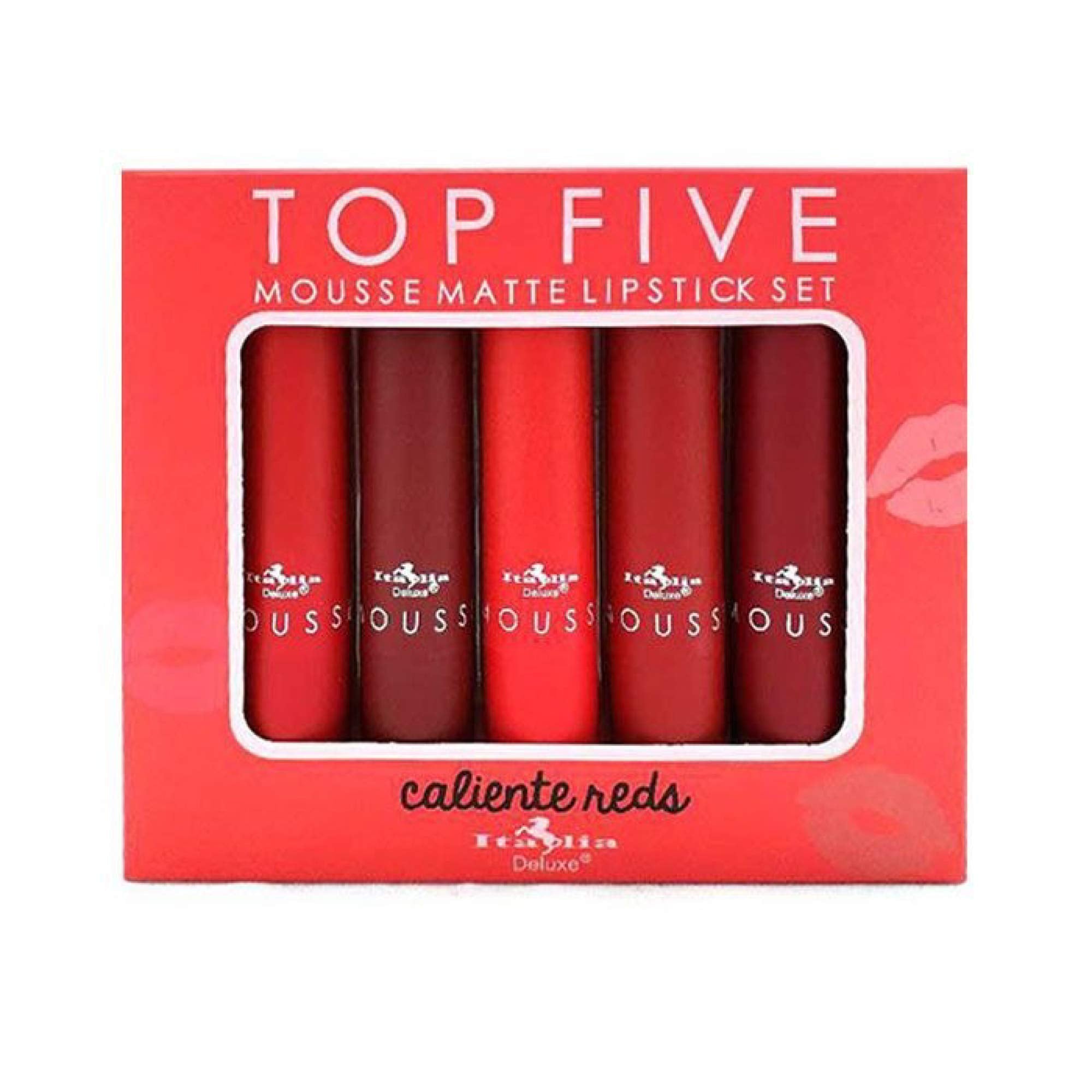 Italia Deluxe front packaging showing the Caliente Reds set and bold presentation benefit